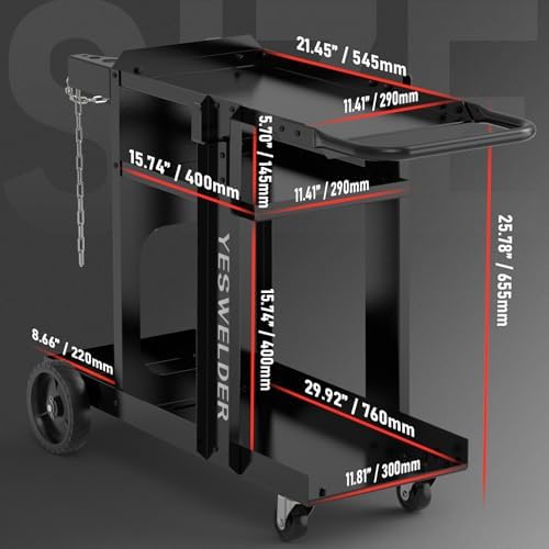 YESWELDER 3-Tier Welding Cart with Extended Platform and Cylinder Storage