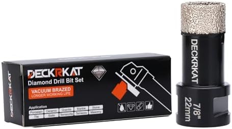 Diamond Core Drill Bit Vacuum Brazed 7/8" 22mm Diamond Hole Saw with Flutes for Granite Quartz Hard Porcelain Tile with 5/8-11 Female Thread & 3/8" Hex Shank Adapter Fit Angle Grinders & Drills