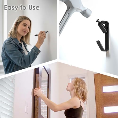 Picture Hanging Kit, Extra Thick, 100lb 50lb 30lb, Heavy Duty Plaster Wall and Drywall Large Hangers and Hooks Hardware for Painting and Frame to Hang on, 160pcs Black with Nails