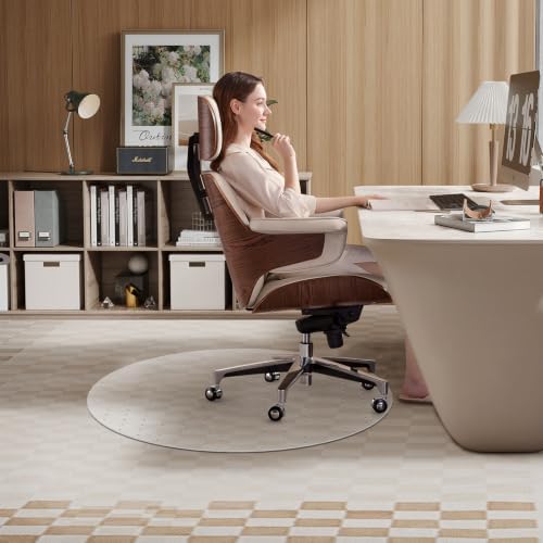 WASJOYE Office Chair Mat for Carpet, 48 Inch PVC Clear Round Carpet