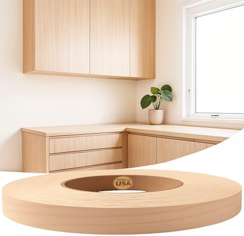 Edge Supply Maple 1-5/8 in x 50 ft Roll – Pre-Glued Iron On Wood Veneer Tape – Wood Veneer Edge Banding Tape with Hot Melt Adhesive, Smooth Sanded Finish Ideal for Furniture & DIY, Made in USA