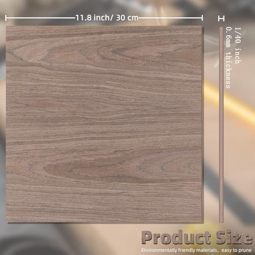 GSCIT Club 15 PCS Wood Veneer, 12 inch x 12 inch Birch, Oak, Maple, Walnut and Red Oak Wood Edge Banding Pre-glued Flexible, Veneer Tape Banding