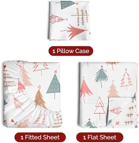 Christmas Sheet Set, Christmas Tree 2, Holiday Xmas Bedding Set - Twin XL