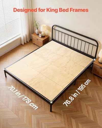 VEVOR Bunkie Board, King Size 76.8 x 70.1 in, Foldable Bed Board Under Mattress with Nylon Webbing, Plywood, Rounded Edges, Anti-Sag Design for Metal Frames, Sleeper Sofas, Platform and Bunk Beds