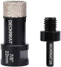 Diamond Core Drill Bit Vacuum Brazed 7/8" 22mm Diamond Hole Saw with Flutes for Granite Quartz Hard Porcelain Tile with 5/8-11 Female Thread & 3/8" Hex Shank Adapter Fit Angle Grinders & Drills