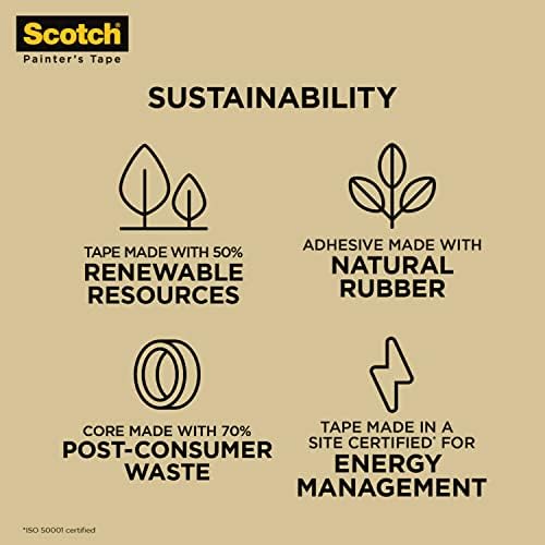 Scotch Painter's Tape Original Multi-Surface Painter's Tape, 2090, 9 Rolls & Scotch Contractor Grade Masking Tape, Tan, Tape for General Use, Multi-Surface Adhesive Tape, 0.94 Inches x 60.1 Yards