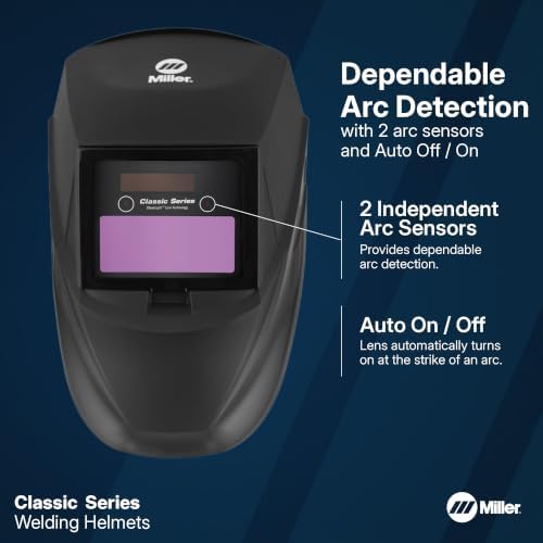 Miller Classic Series Welding Helmet, ClearLight™, Shade 8-13, VSi Black