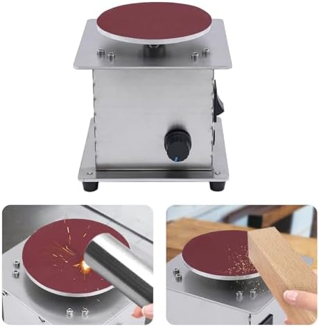 Mini Disc Sander 4 Inch Electric Rotary Polisher 200W 6000RPM High Speed Bench Grinder with 21Pcs Sandpapers Adjustable Speed for Grinding Metal, Wood, Plastic