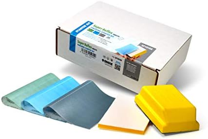 Super Buflex Flexible Polishing Sheets Starter Kit, SP19160, K2000 - K3000, 15 Sheets + 1 Interface Pad + 1 Hand Block