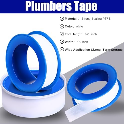 Pushglossy 200 Rolls PTFE Tape 1/2 x 520 Inches Plumbers Tape, White