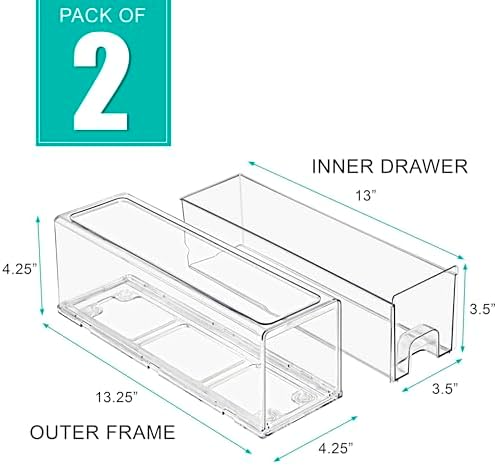 Sorbus Clear Stackable Storage Drawers with Pull-Out Bins (Small, 2 Pack)