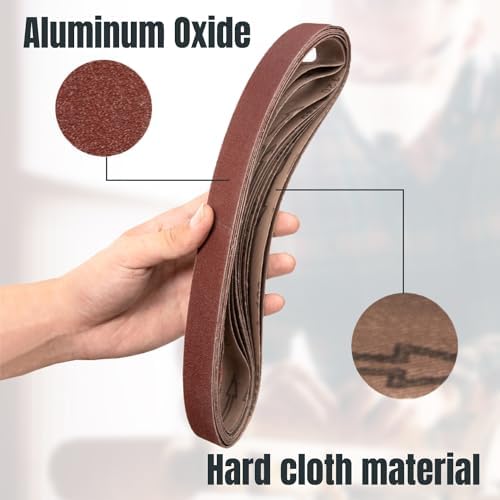 POWERTEC 1x30 Sanding Belts, 10PK, 40 Grit Aluminum Oxide 1 x 30 inch Sanding Belts for Belt Grinder, Belt and Disc Sander, Knife Sharpening, Woodworking, Metalworking (111270)