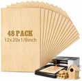Juexica 48 Pcs 12" X 20"X 1/8" Basswood Plywood Sheets for Laser Cutting