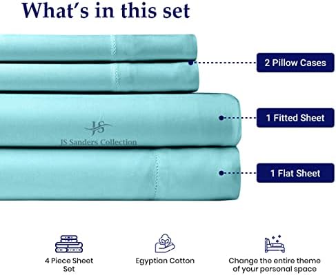 JS Sanders Collection Split Head Sheet Set King Size,Aqua Blue
