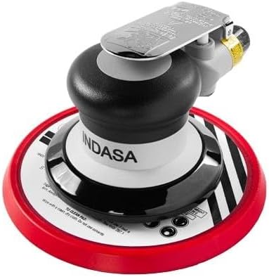 Indasa 6” DA Air Sander Non-Vacuum | 3/16” (5mm) Orbit | 12,000 RPM | Includes Rhynostick Solid Backup Pad & Wrench | Lightweight Professional Random Orbital Sander for Auto Body, Wood & Prep Work