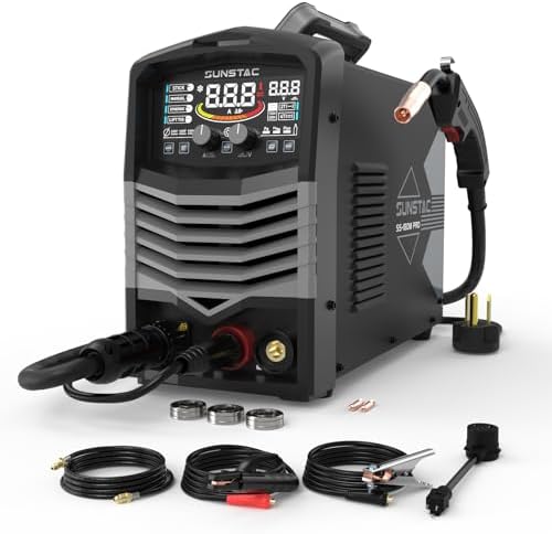 Sunstac 180A MIG Welder with Synergic LCD Control, 110V/220V Dual Voltage