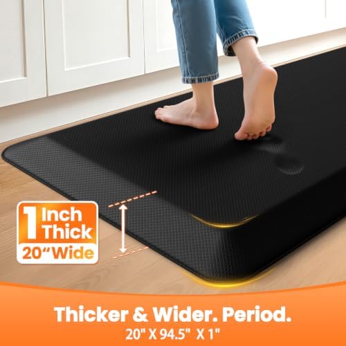 1-Inch Thick Anti-Fatigue Mat for Kitchen and Standing Desk,20"x94.5",Black
