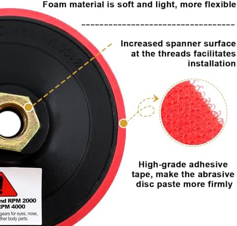 SHDIATOOL 4-Inch Backer Pad Backing pad of Foam Plastic Body with 5/8-Inch-11 Thread for Diamond Polishing Pads