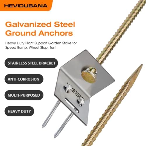 8 Pcs Ground Anchors Heavy Duty 16" Ground Anchors Screw in Nail Stake with Stainless Brackets Earth Anchors for Sheds,Tent Swing Ropes Tie Down