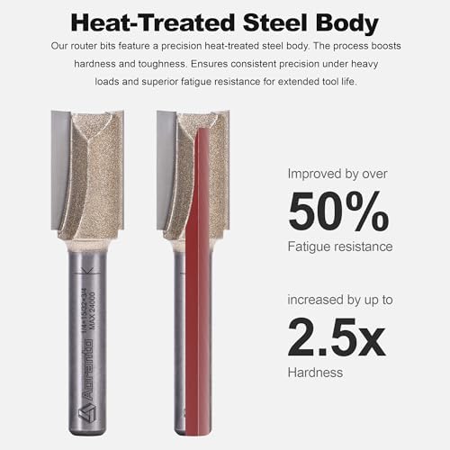 Undersize Plywood Dado Bits 1/4" Shank, Straight Router Bits 15/32" Cut Diameter, 3/4" Cut Length, Useful for Plunging Capabilities for Cutting Grooves, Dados, Mortising