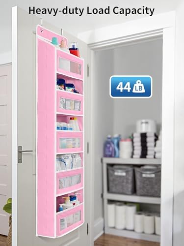 JARLINK Over the Door Organizer for Pantry, Bathroom, 5 Shelf Pink, 2 Pack