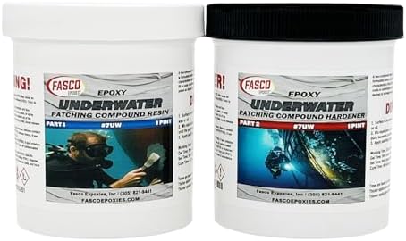 Fasco Epoxies Underwater Epoxy Patching Compound #7 – 2-Part Epoxy that Cures Underwater for Concrete, Fiberglass & Steel – Quart Kit