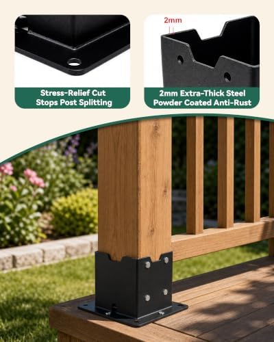 2 PCS 4x4 Post Base Brackets, 4x4 Post Anchor for Concrete & Wood