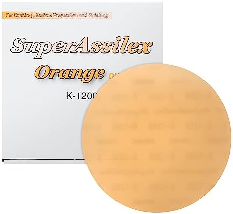 Super Assilex Flexible 6 inch Sanding Discs, Orange K-1200, No Holes, Hook & Loop, 193-1508, 25 Discs