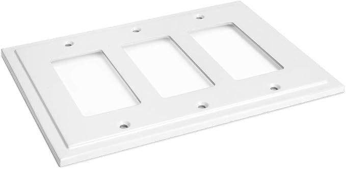 Henne Bery Modern Edge Decorative Wall Plate Switch Plate Outlet Cover, Durable Solid Zinc Alloy (Triple Decorator, White)