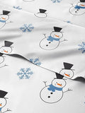 Christmas Sheet Set, Snowman, Festive Holiday Xmas Bedding Set - Queen Size