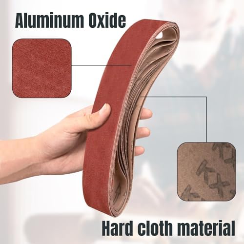 POWERTEC 2x42 Aluminum Oxide Sanding Belts, 10PK, 60 Grit 2 x 42 Sanding Belts for 2x42 Belt Sander, Grinder, Belt and Disc Sander, Knife Making, Woodworking, Metal Working (424206A)