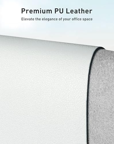 Aothia Faux Leather Desk Mat - Large Mouse Pad, Non-Slip PU Leather Blotter, Waterproof Writing Surface for Office and Home (Barely Grey, 63" x 24")