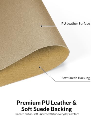 Leather Desk Pad Protector, 31.5" x 15.7", Gold Desk Mat