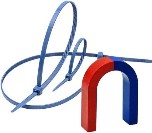 13.5" Metal Detectable Zip Ties Self Locking,Blue Visible Nylon Cable Ties,Industrial Food Grade Fastening Accessories(pack of 100 pcs).