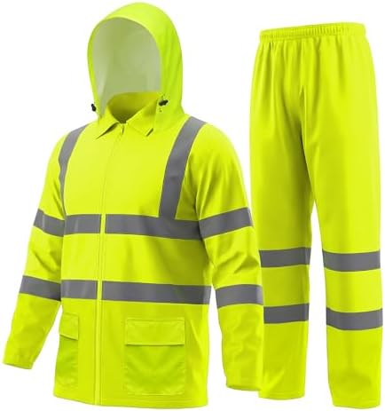 FORESTER Class 3 Hi-Vis Rain Suit - Waterproof Jacket & Pants | Heavy Duty Rain Gear for Men & Women | Reflective