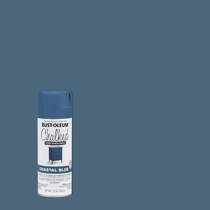 Rust-Oleum Coastal Blue Chalked All-in-One Ultra Matte Spray Paint | One Coat Coverage | No Primer, Sanding, Or Topcoat Needed | Easy Spray Application | Made in USA | 12 OZ