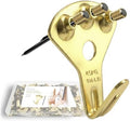 Picture Hangers Heavy Duty, Extra Thick, 100 lb, Decorative Hanging Hooks Hardware for Drywall and Plaster Walls with Large Nailers and Nails, Painting, 40pcs, Gold
