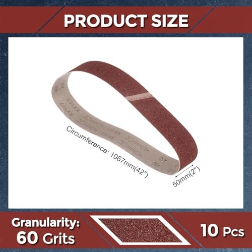 10 Pcs Sanding Belts 2 x 42 Inch 60 Grit Aluminum Oxide
