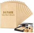 Juexica 24 Pcs 12" X 18"X 1/8" Basswood Plywood Sheets for Laser Cutting