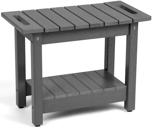 Waterproof Shower Bench, 24" HIPS Shower Stool for Shaving Legs