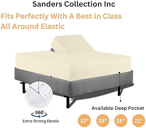 SCI Top Split Flex Sheet Set for Adjustable Bed King Size ,Ivory