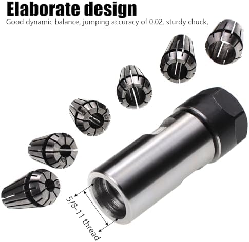 5/8"-11 Thread Angle Grinder Extension Shaft Set Electric Drill Conversion Collets Adapter Woodworking Tool Accessories Include Spring Collet (6, 1/4, 8, 9.5, 10, 1/2) 7PCS