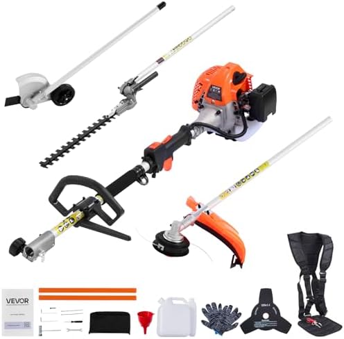 VEVOR Gas Hedge Trimmer, 2 Cycle Gas Power Handheld Hedge Trimmer, 4-in-1 26cc Weed Eater with Protective Gear Set, Includes Hedge and String Trimmer, Edger, Brush Cutter, for Trimming Shrubs & Bushes