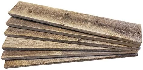 Rustic Weathered Reclaimed Wood Planks for DIY Crafts, Projects and Decor (6 Planks - 24" Long)