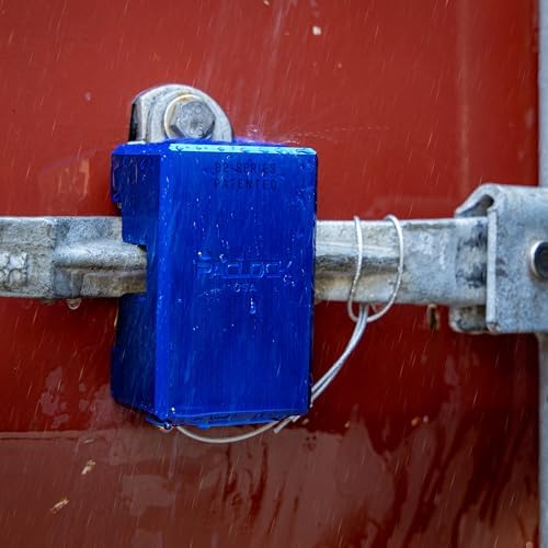 PACLOCK's 82-Series Patented Container Lock, High Security Rotating Disc, Exclusive Key Number, Keyed Different, Blue, Anodized Aluminum, 1, for Ribbed-Handles on Container Doors