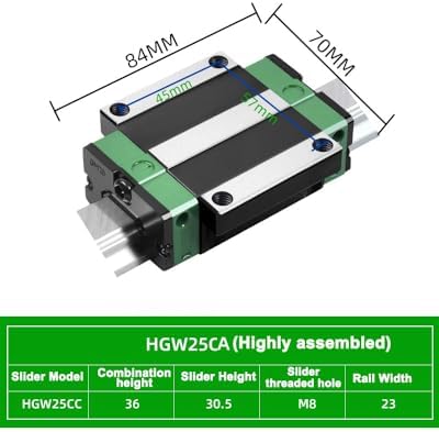 HGW25CA Linear Slider Bearing, 2pcs HGW25CA Flange Bearing Slider Block, for HG25 High Assembly CNC Linear Guide for CNC Machines.