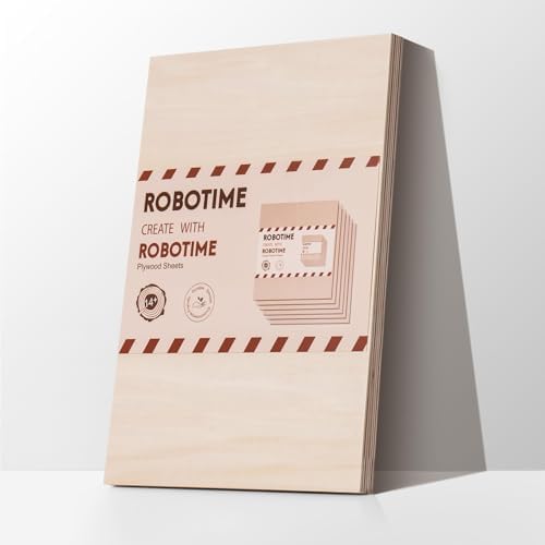 ROBOTIME 6-Pack Laser Wood Sheets 1/8" - 12 x 16 x 1/8 Inch - Basswood 2Pcs & Walnut 2Pcs & Birch 2Pcs - 3mm Plywood Sheets for Laser Cutting, Engraving & Wood Burning (Pyrography)
