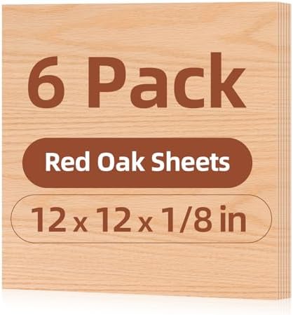 Rowood Oak Plywood Sheets for Laser Cutting,12x12x1/8inch,6 Pack 3mm Thin Unfinished Wood Crafts for Laser Engraving Blanks and DIY Ornaments and Architectural Model