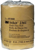 3M Stikit Gold Disc Roll 236U, 01440, 6 in, P150 Grade, 175 Discs Per Roll, Automoitve Abrasives