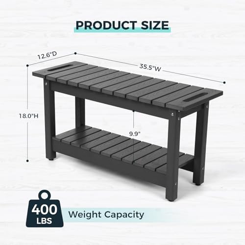 35" Shower Bench, Waterproof HIPS Shower Stool for Shaving Legs
